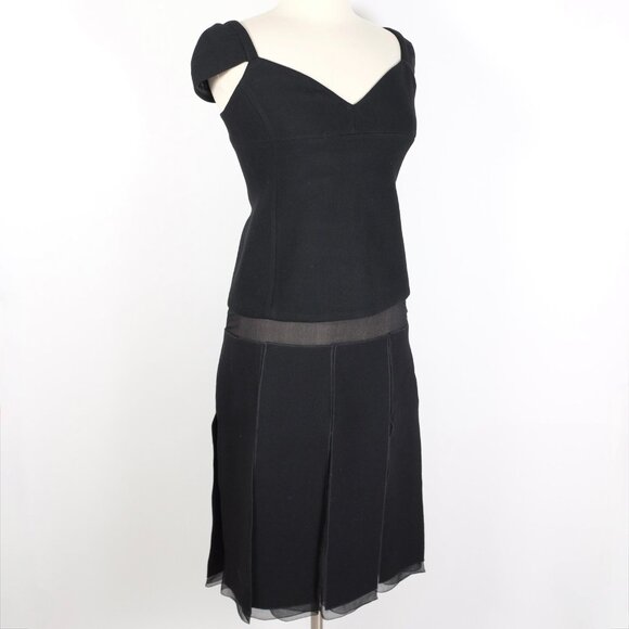 Y2K 90s PRADA dress 2 piece top skirt 44 US Small black sheer panels vintage - Picture 6 of 16